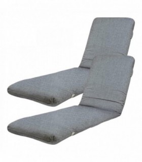 Pack 2 Cojin Tumbona Exterior, 180x50x6 cm, Funda Lavable, Relleno Fibra (Gris)
