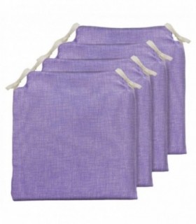 Pack 4 Cojines para Sillas, 40x40x4 cm, Funda Lavable, Relleno de Espuma (Morado)