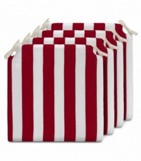 Pack de 4 Cojines para Sillas, 40x40x4 cm, Funda Lavable, Relleno de Espuma (Granate)