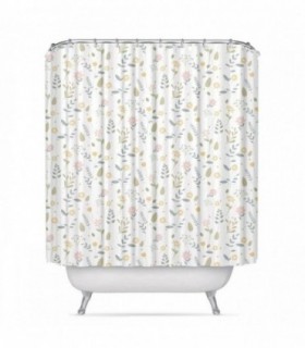 Cortina de Baño, 180x200cm, Poliéster, Incluye 12 Anillas (Flores)