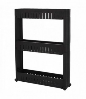 Estantería de Almacenaje, 3 Alturas, Plástico, 54x72x12 cm (Negro)