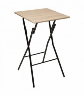 Mesa Alta de Bar, Plegable, Acero y MDF, 60x60x103 cm (Natural)