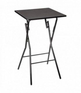 Mesa Alta de Bar, Plegable, Acero y MDF, 60x60x103 cm (Negro)