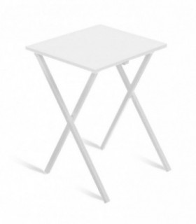 Mesa Auxiliar Plegable, 34 x 40 x 50cm, Madera y Metal (Blanco)