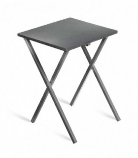 Mesa Auxiliar Plegable, 34 x 40 x 50cm, Madera y Metal (Gris)