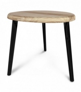 Mesa de Centro Auxiliar, Ovalada, Madera, 52x46x50 cm (Negro)