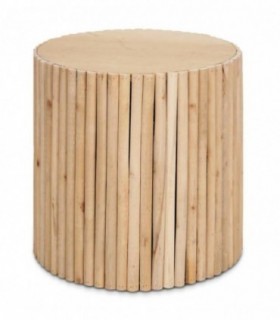 Mesa de Centro, Madera, Redonda, 47x47x44 cm, Color Natural