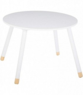 Mesa Infantil de Madera, Blanco y Madera, Ø60x43,5 cm