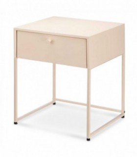 Mesita de Noche, 1 Cajón, Metal, 35x42x50 cm (Beige)