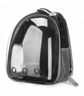 Mochila Transporte de Mascota, Negro, Cápsula Ventilada
