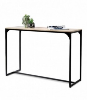 Mueble Recibidor para la Entrada, Metal y Madera MDF, 120x39x79 cm (Negro y Madera)
