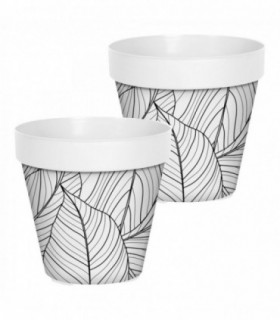 Pack 2 Macetas Decorativas de Interior, Plástico (Ø24 x 23,5 cm, Blanco)