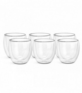 Pack de 6 Vasos Borosicalate, Doble Capa, Cristal, Transparente (246 ml)