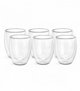 Pack de 6 Vasos Borosicalate, Doble Capa, Cristal, Transparente (326 ml)