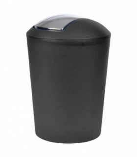 Papelera Baño, Tapa Basculante, 5,6L, Polipropileno, Ø20 x 29 cm (Negro)