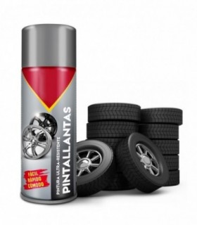 Pintura Spray para Llantas, Acabado Liso y Brillante en Plata, 150 ml, 5x17.5 cm