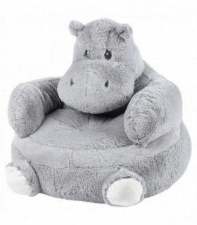 Puff Infantil Decorativo, Diseño de Animales, Tacto Terciopelo, 45x45 cm (Ethan Hippo - 265001)