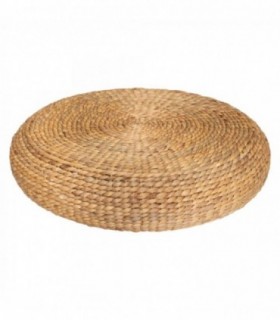 Puff Redondo de Suelo, Material de Trenzado Natural, Ø55 x 15 cm