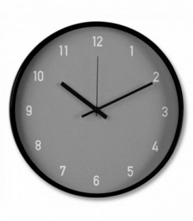 Reloj de Pared, Redondo, 30x4x30 cm, Cristal y Plástico, Silencioso (Gris)