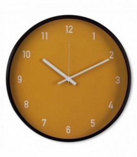 Reloj de Pared, Redondo, 30x4x30 cm, Cristal y Plástico, Silencioso (Mostaza)