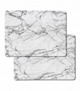 Pack de 2 Salvamanteles Individual, Corcho Natural, Redondo y Rectangular (Mármol 40x30 cm)