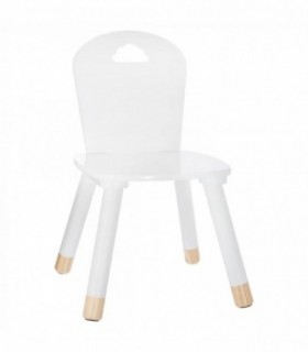 Silla de Madera Infantil, Blanco, Resistente, 28x28x50 cm
