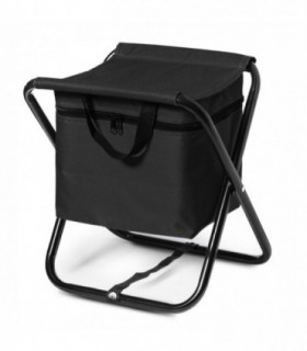 Silla de Playa Plegable con Asas de Transporte, Aluminio, Nevera Integrada, 26x32x34 cm (Negro)