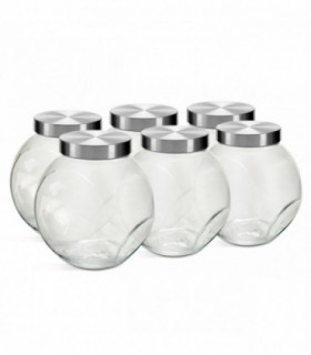 Pack de 6 Tarro de Cristal con Tapa, Transparente, 11,3x15,8x16 cm, Hermético