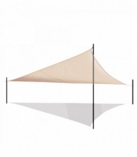 Toldo de Vela Triangular, Tela Repelente al Agua, Cuerdas y Anillas Incluidas (3 x 3 x 3 m, Beige)