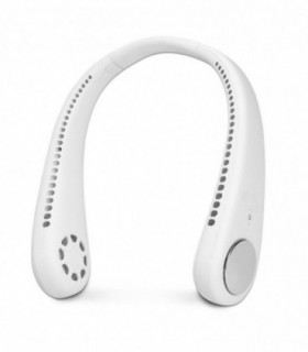 Ventilador Cuello, Recargable, 3,5W, 3 Velocidades, 1500 mAH, Micro Usb, Blanco, 17 x 21 cm