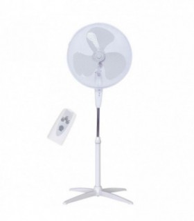 Ventilador de Pie con Mando, Silencioso, Temporizador, 3 Velocidades, 45W, Ø43x125 cm (Blanco)