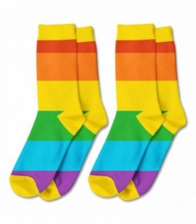 Pack de 2 pares Calcetines Altos Hombre, Talla 42-47, 97% Poliéster (Arcoiris)