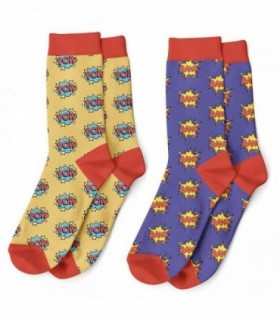 Pack de 2 pares Calcetines Altos Hombre, Talla 42-47, 97% Poliéster (Comic)