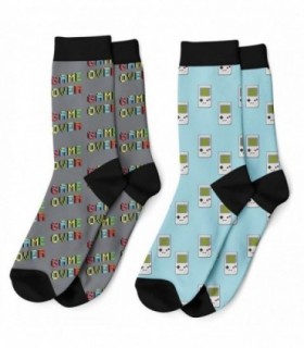 Pack de 2 pares Calcetines Altos Hombre, Talla 42-47, 97% Poliéster (Gamer)