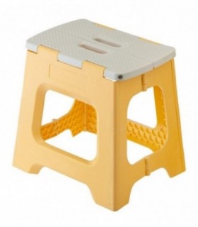 Taburete de Plegable, 150Kg max., Antideslizante, Interior y Exterior (Amarillo, 32 cm)