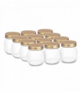 Pack 12 Tarro Conserva, Vidrio y Metal, Tapa con Rosca (300 ml)