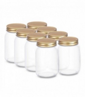 Pack 8 Tarro Conserva, Vidrio y Metal, Tapa con Rosca (500 ml)