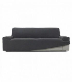 Funda de Sofa Niagara, Poliéster, Algodón y Elastano, Transpirable (Gris Oscuro, 2 Plazas)