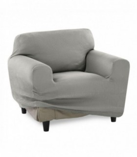 Funda de Sofa Pocket, Poliéster, Algodón y Elastano (Gris Claro, 1 Plaza)