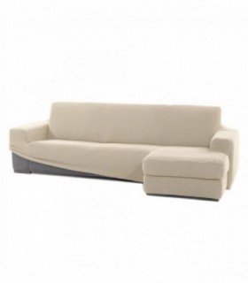 Funda para Sofa Chaise Longue Niagara, Poliéster, Algodón y Elastano (Beige, Brazo Corto Derecho)