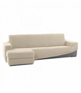 Funda para Sofa Chaise Longue Niagara, Poliéster, Algodón y Elastano (Beige, Brazo Corto Izquierdo)