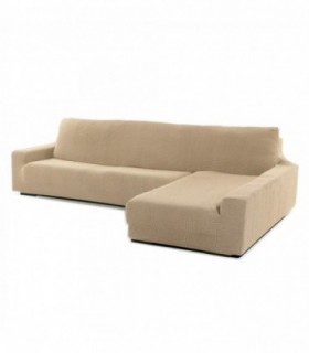 Funda para Sofa Chaise Longue Niagara, Poliéster, Algodón y Elastano (Beige, Brazo Largo Derecho)