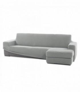 Funda para Sofa Chaise Longue Niagara, Poliéster, Algodón y Elastano (Gris Claro, Brazo Corto Derecho)