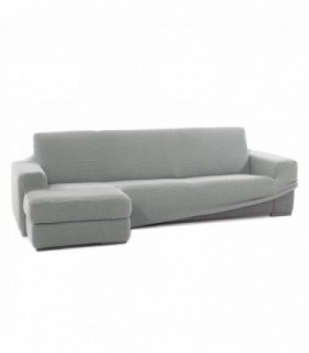 Funda para Sofa Chaise Longue Niagara, Poliéster, Algodón y Elastano (Gris Claro, Brazo Corto Izquierdo)