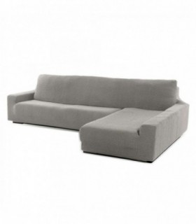 Funda para Sofa Chaise Longue Niagara, Poliéster, Algodón y Elastano (Gris Claro, Brazo Largo Derecho)