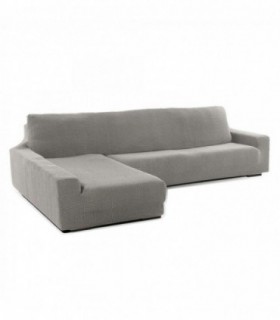Funda para Sofa Chaise Longue Niagara, Poliéster, Algodón y Elastano (Gris Claro, Brazo Largo Izquierdo)