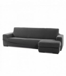 Funda para Sofa Chaise Longue Niagara, Poliéster, Algodón y Elastano (Gris Oscuro, Brazo Corto Derecho)