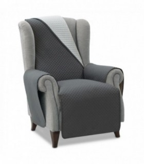 Cubre Sofa Acolchado, Reversible, Poliéster, Algodón y Elastano (Gris Oscuro y Gris Claro, 1 Plaza)