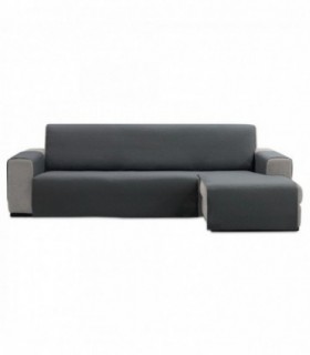 Cubre Sofa Chaise Longue, Acolchado, Poliéster, Algodón y Elastano (Gris Oscuro, 240 cm)