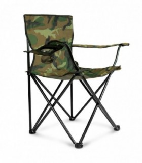 Silla Plegable, Camuflaje en Verde, Acero Inoxidable, 49x48x80 cm, Incluye Bolsa de Transporte